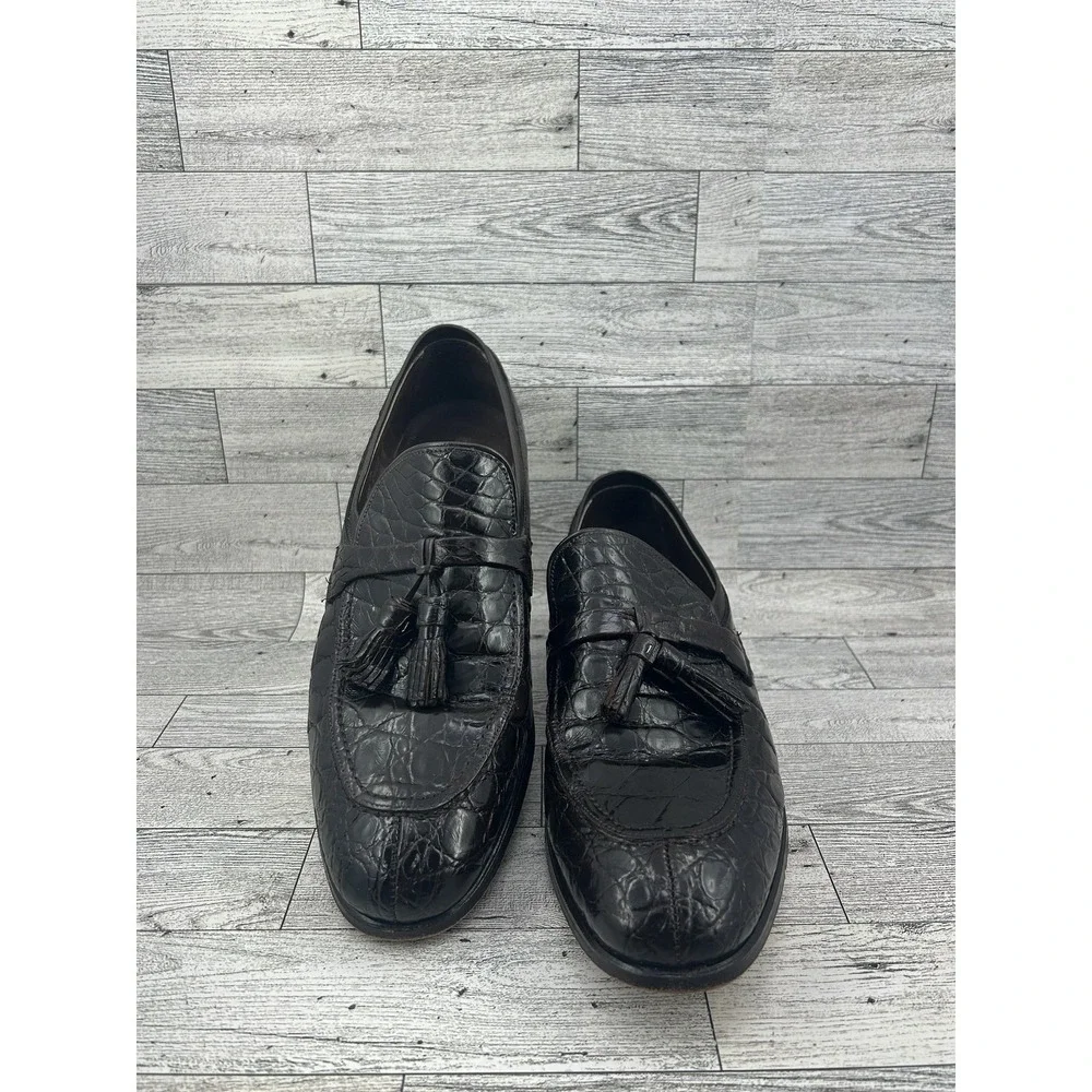 Vintage Nettleton Shoes‎ Mens Size 9 B Alligator Tassel Loafers Made USA 80s